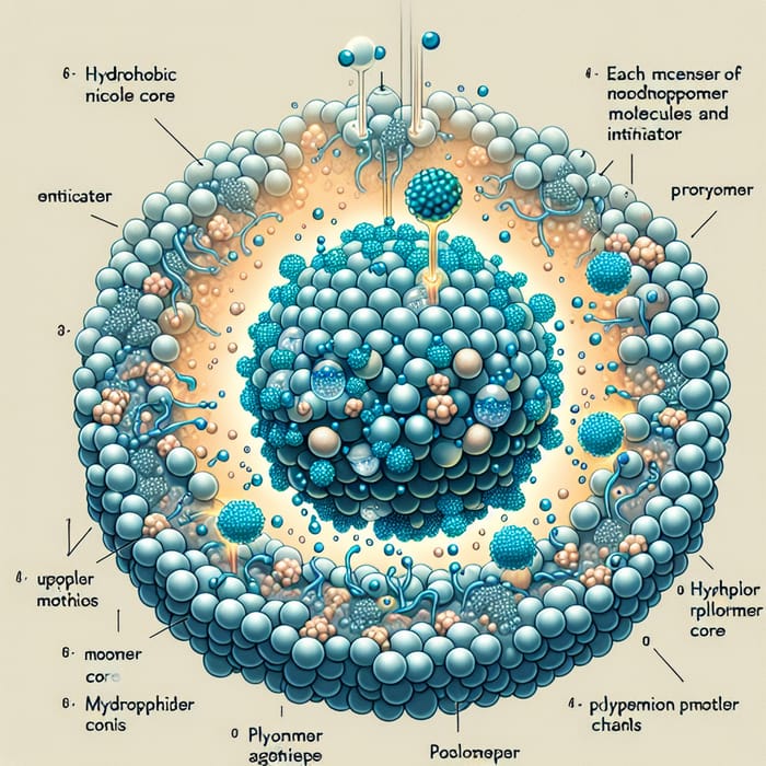 Emulsion Polymerization Process: Spherical Micelles & Polymer Formation