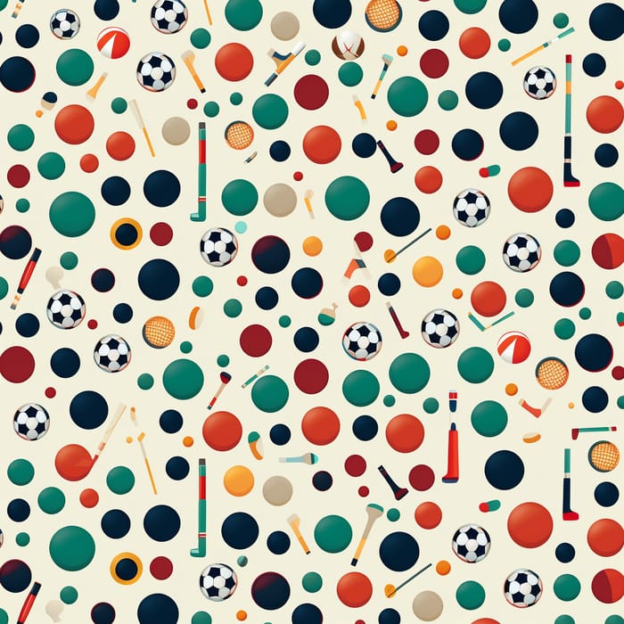 Endless Pattern with Sports Icons and Circles