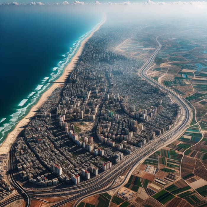 Aerial View of Gaza Strip | Densely Populated Urban Areas & Sandy Beaches