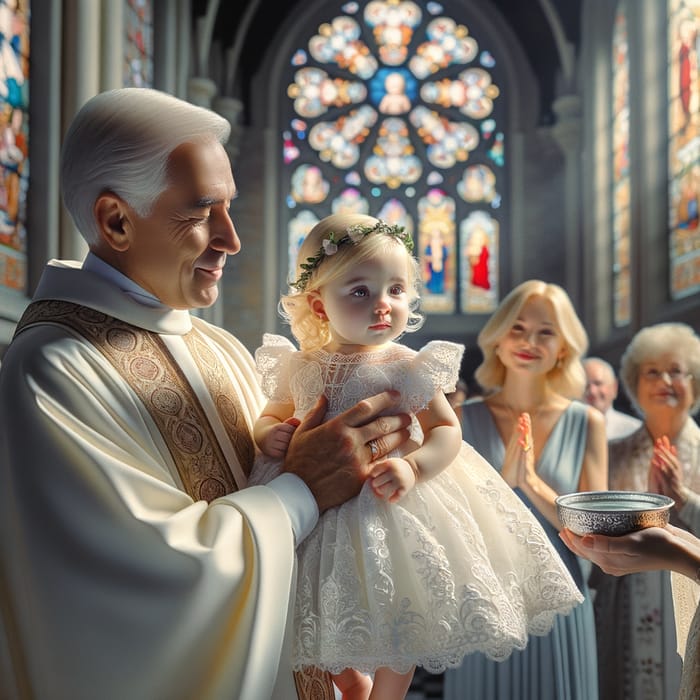 Heartwarming Blonde Girl's Baptism Ceremony in Traditional Church