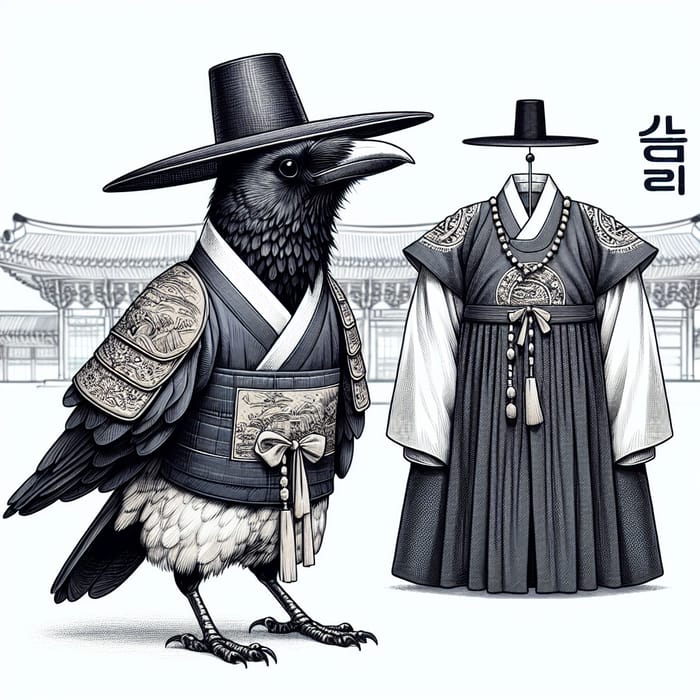 Intelligent Crow in Joseon Scholar Attire Intelligent Crow in Joseon Scholar Attire
