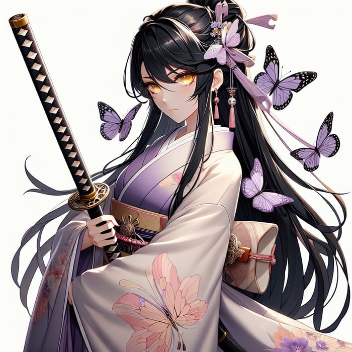 Graceful Shinobu Kochou: Serene Anime Character in Kimono