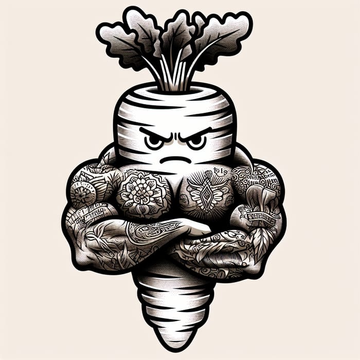 Brutal Tattooed Carrot: Fierce Cartoon Character