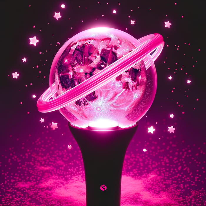 Vibrant Hot Pink Kpop Lightstick with Moon Design