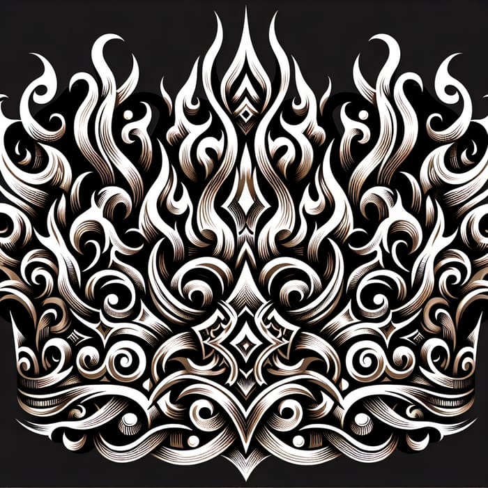 Intricate Tribal Flame Kings Crown Tattoo Cover Up