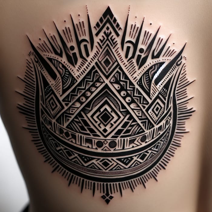 Intricate Tribal Crown Tattoo Design - Ancient Art Style