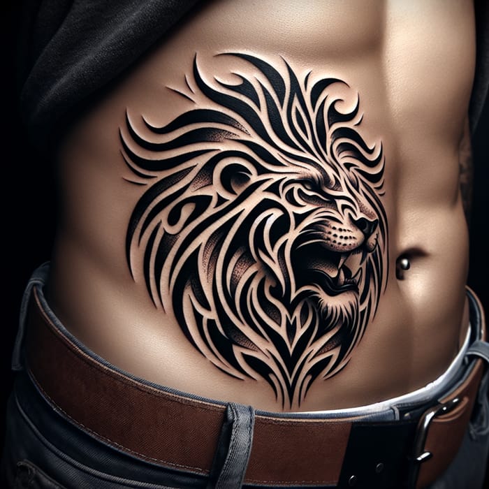 Fierce Lion Profile Tribal Tattoo Design | Masculine Energy