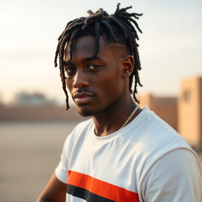 Handsome Young Black Man with Braided Hair