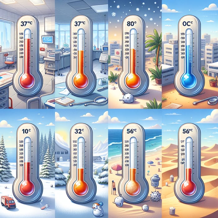 Illustrate Thermometers for Various Temperatures