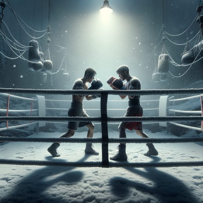 Epic Boxing Match in Snowy Landscape