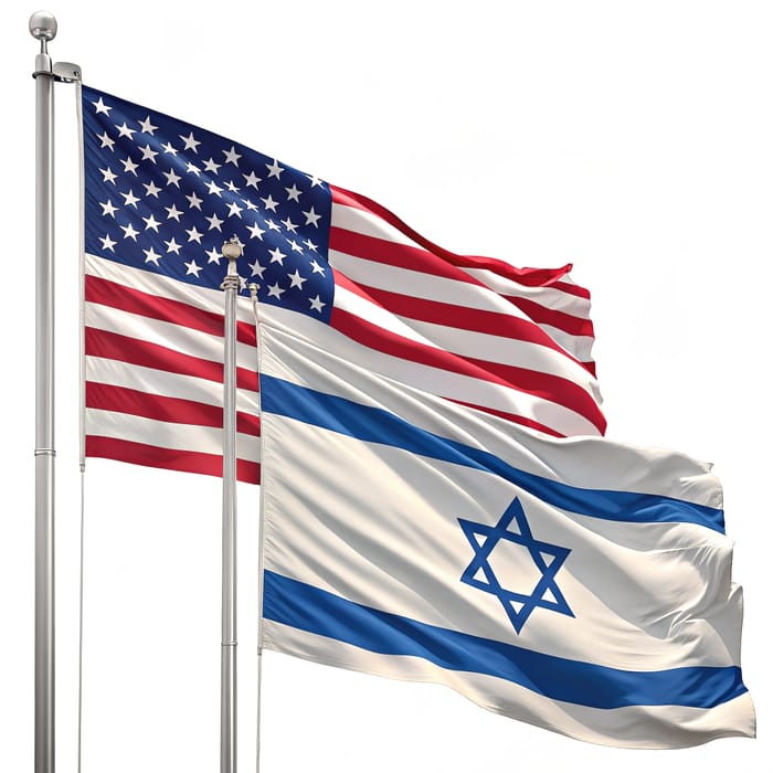 Seamless American & Israeli Flags on White Background