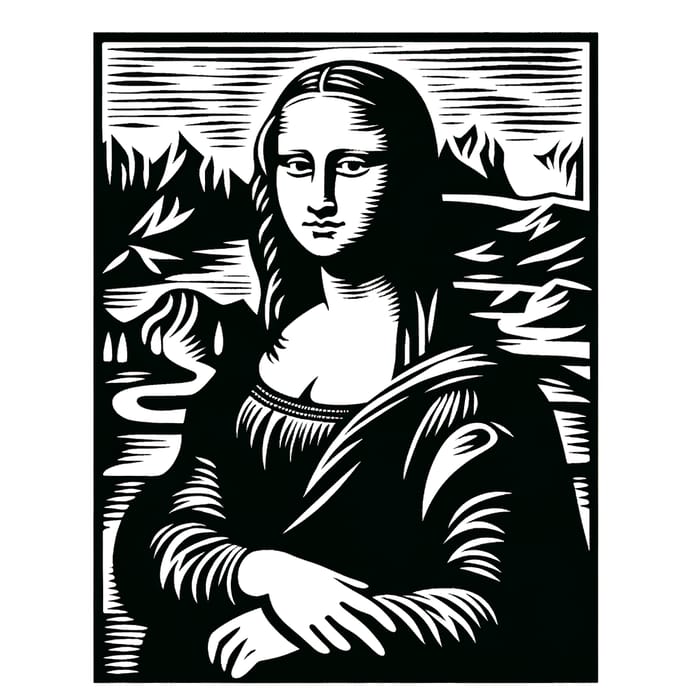 Monalisa as Linocut Stencil: Unique Leonardo da Vinci Artwork