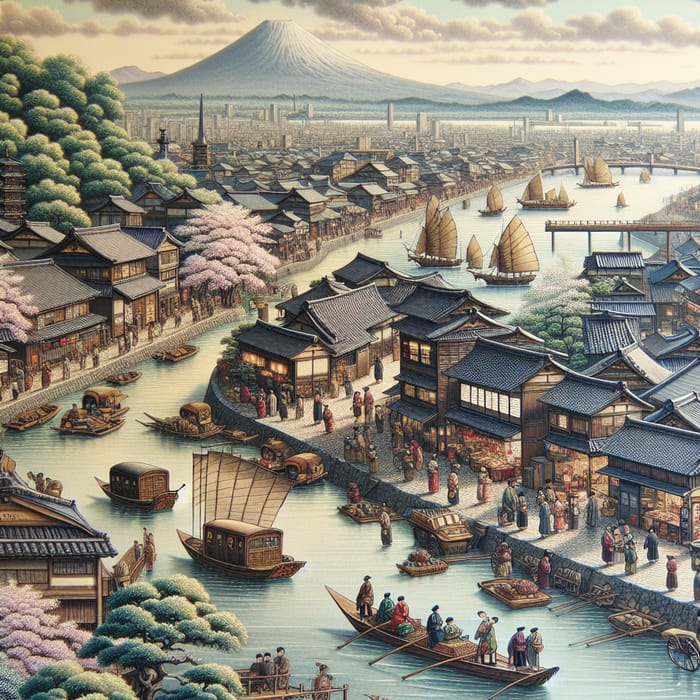 Tokyo in Edo Period: Sumida River Daily Life