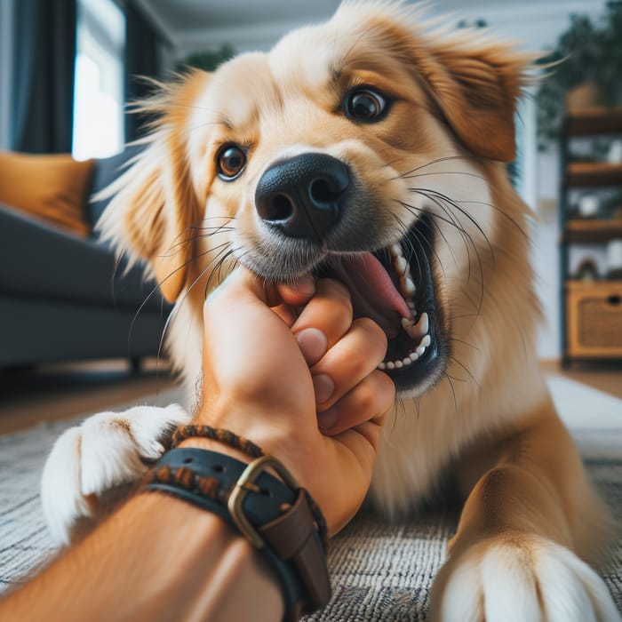 Playful Dog Biting Hand - Training Techniques