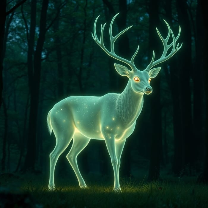 Glowing Deer Ghost: Enchanting Forest Spirit