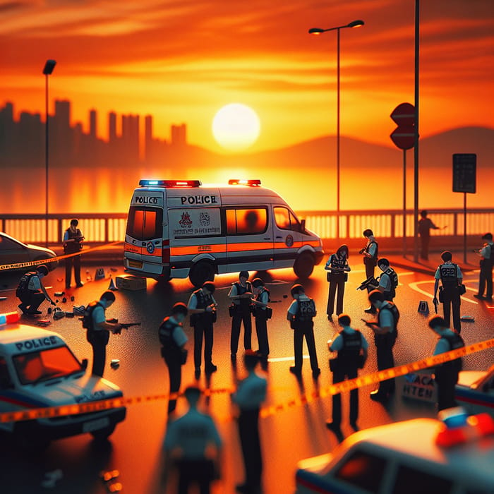 Hong Kong Police Force Sprinter Van at Sunset