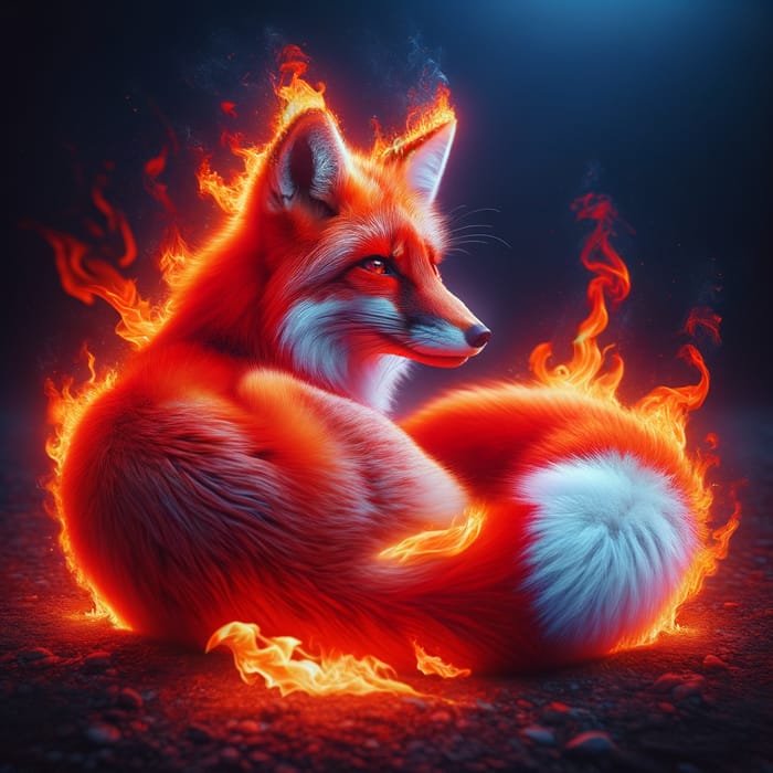 Intriguing Red Fox Embraced by Enchanting Flames