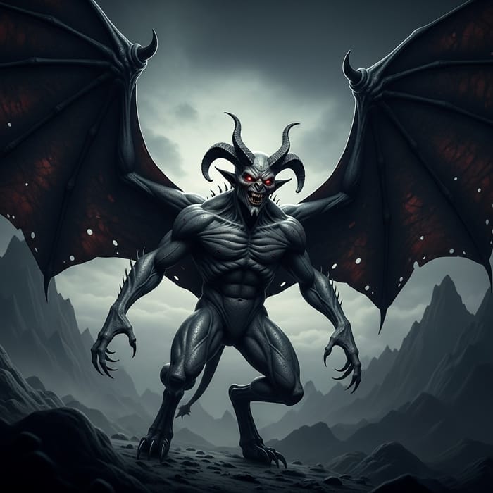 Photorealistic Winged Demon Artwork