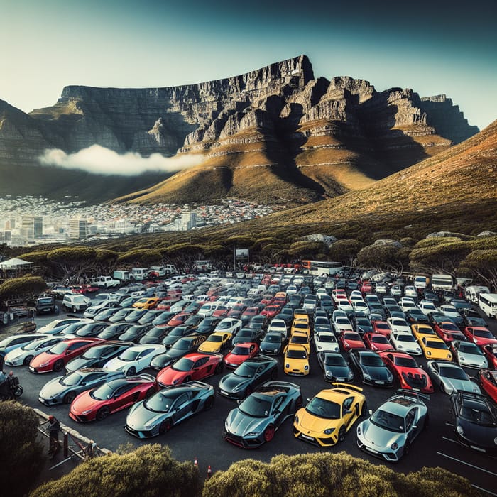 Fleet of Cars by Table Mountain, Cape Town - Photographic Style