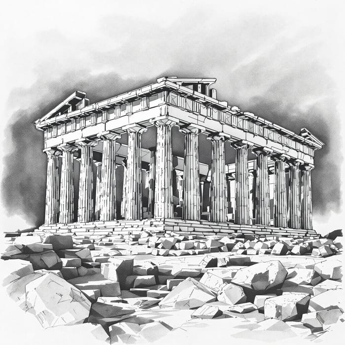 Parthenon Sketch: Majestic Ancient Architecture