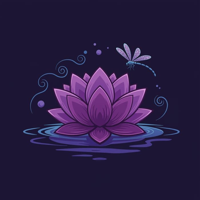 Vibrant Lotus Logo Design with Dragonfly