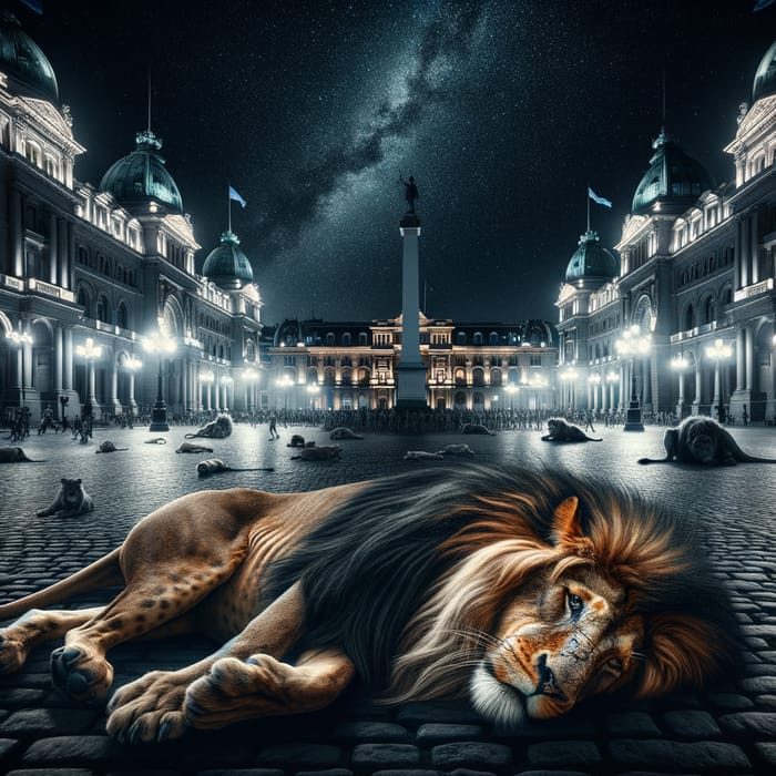 Bloody Lion in Buenos Aires: A Tragic Scene at Plaza de Mayo