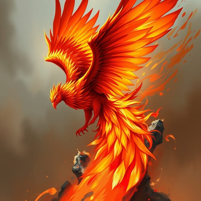 Majestic Phoenix Rising: A Vibrant Digital Painting