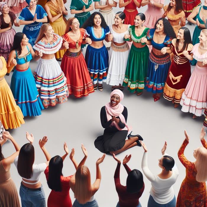 Colorful Multicultural Women's Traditional Dance Performance