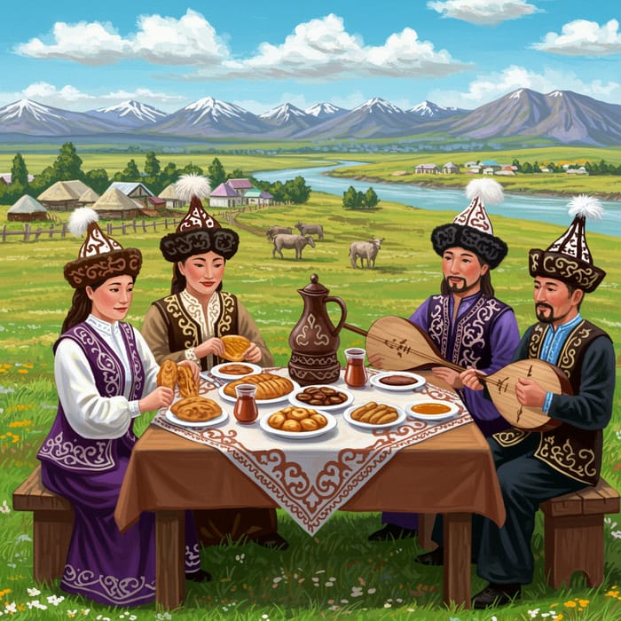 Ethnic Kazakh Style: Summer Family Feast Ethnic Kazakh Style: Summer Family Feast