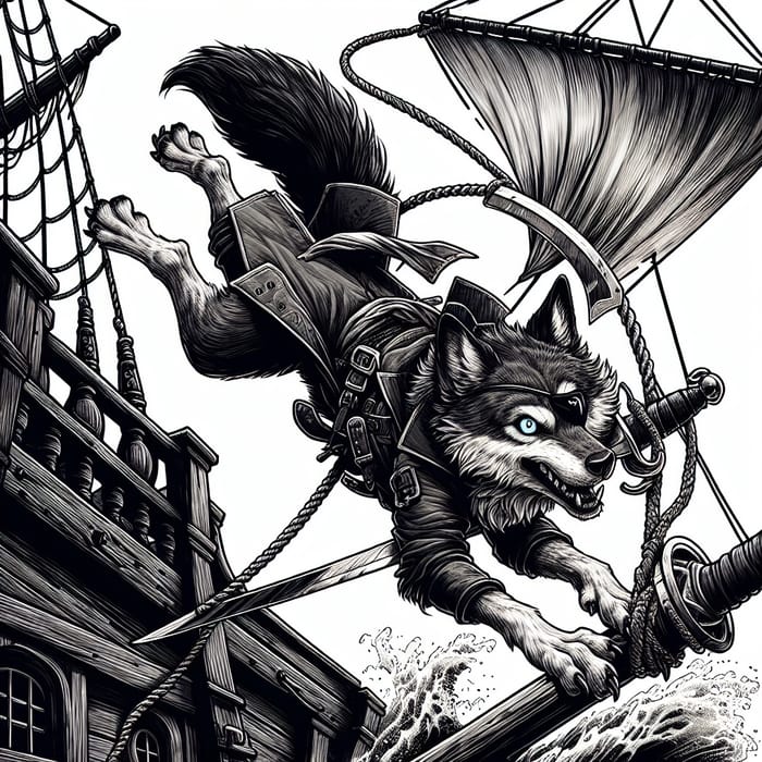 One-Eyed Wolf's Daring Leap from Pirate Ship