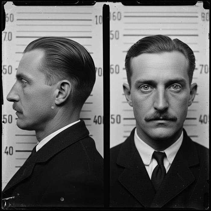 Vintage Black and White Mugshot with Height Chart Vintage Black and White Mugshot with Height Chart