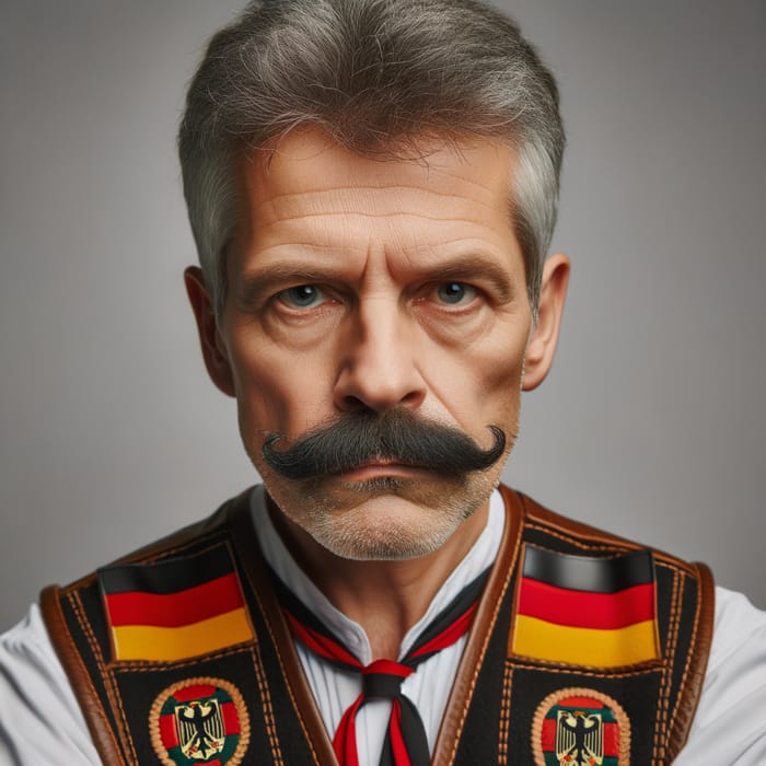 Funny German Nationalist Man with Unique Moustache