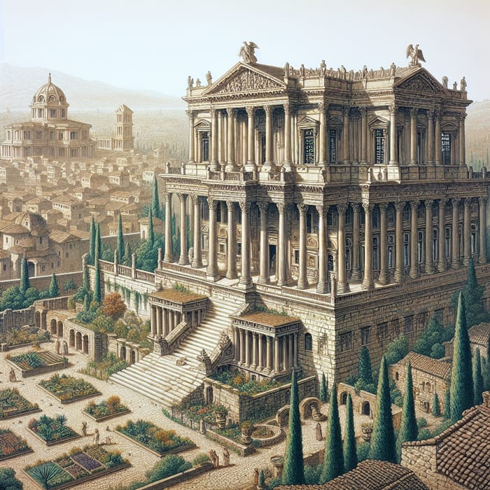 Realistic Depiction of Caesar's Manor from Quo Vadis | Historic Architecture & Gardens