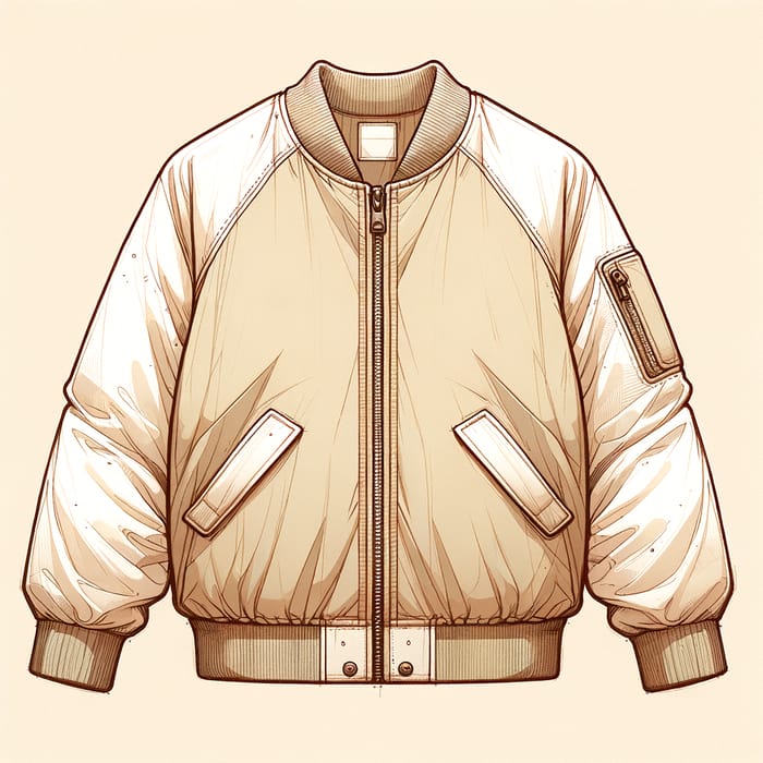 Beige Children's Bomber Jacket Sketch with Milky Sleeves