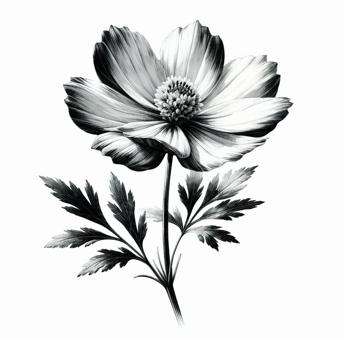 Black and White Watercolor Flower Painting