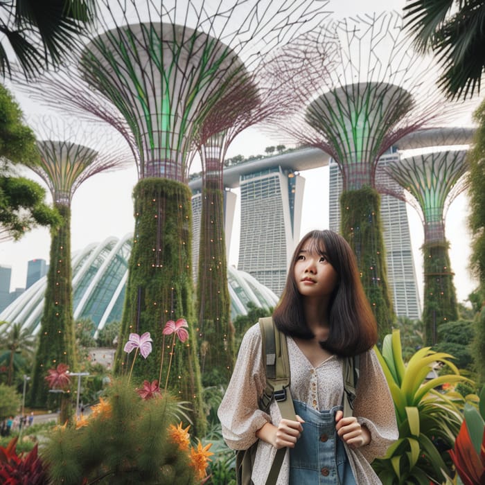 Asian Girl Enjoying Singapore Gardens by the Bay Asian Girl Enjoying Singapore Gardens by the Bay