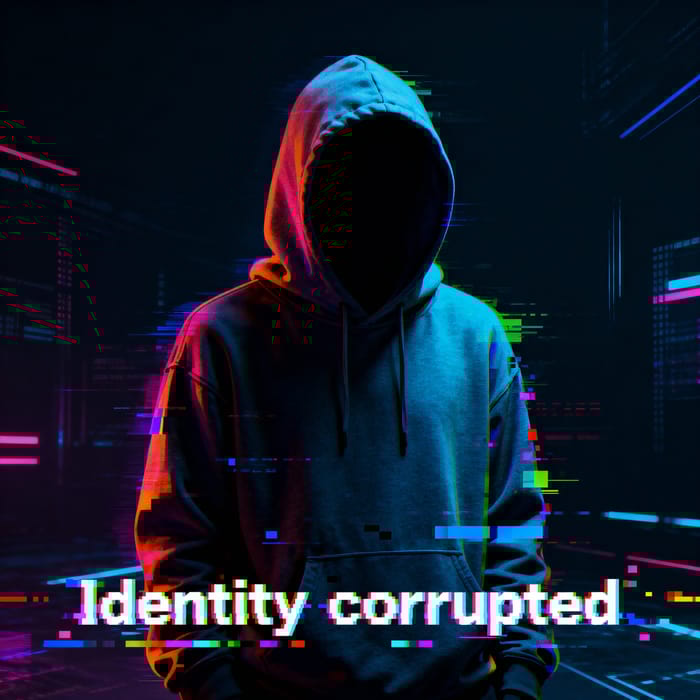 Identity Corrupted: Faceless Hooded Figure Art Identity Corrupted: Faceless Hooded Figure Art