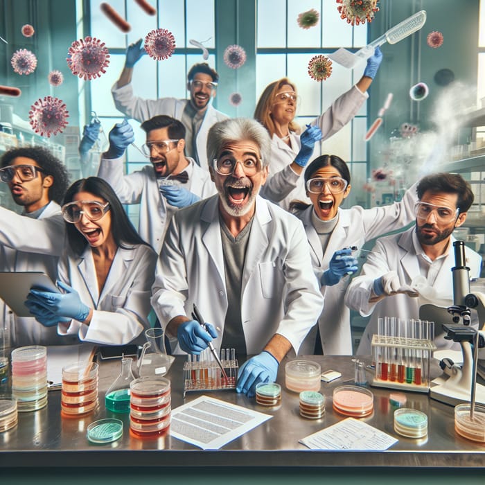 Energetic Scientists in a Microbiology Lab Experiment