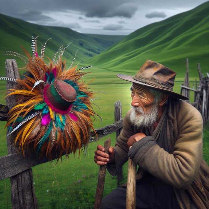 Shepherd Intrigued by Flamboyant Feathered Hat