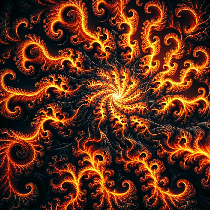 Vibrant Orange and Black Fire Fractals | Fiery Design