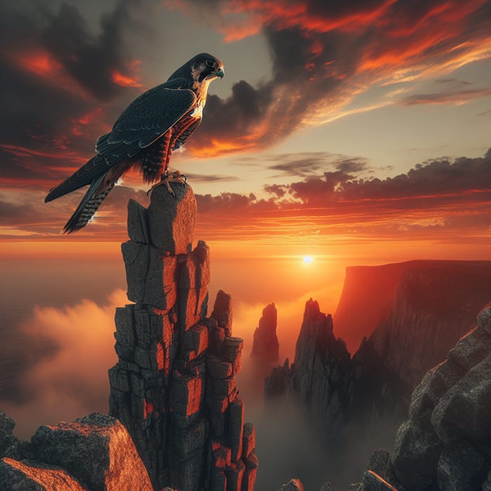 Majestic Falcon at Sunset: A Powerful Vision