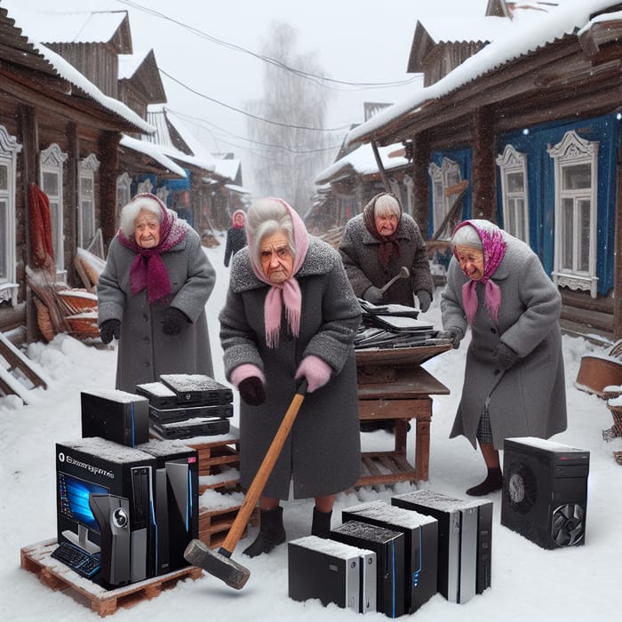 Russian Grandmothers in Snowy Town Sell Laptops | Tech Chaos Ensues