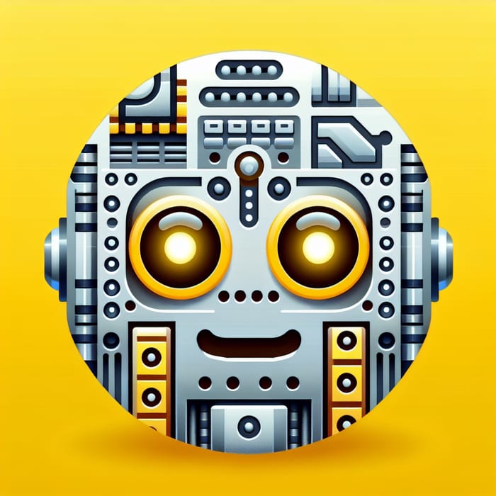 Futuristic Robot Emoji - Silver Mechanical Design