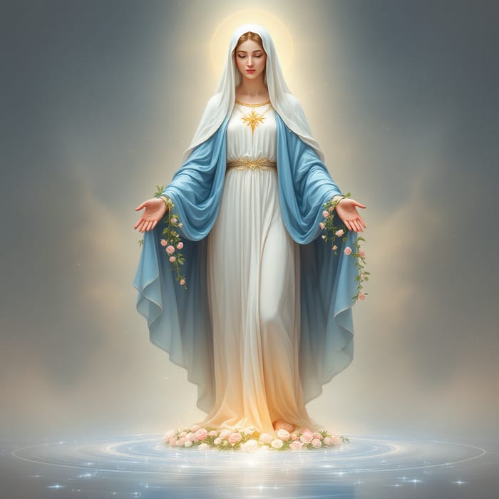 Ethereal Mother Mary Digital Art | Divine Fantasy