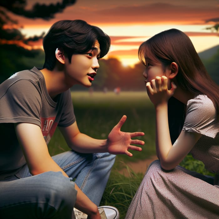 Heartfelt Moment: Korean Boy Confides in Girl Before Dusk