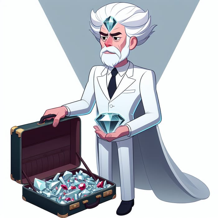 Realistic White Diamond Character with Broken Gems