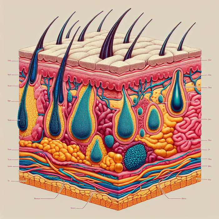 Detailed Cross-Section Illustration of Human Skin