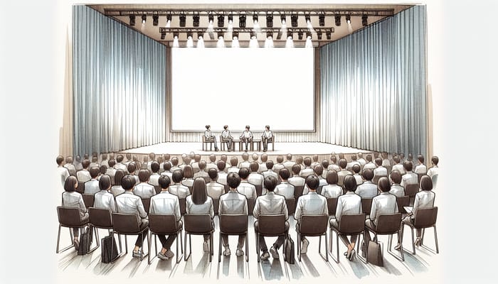 Watercolor Illustration of Auditorium Gathering