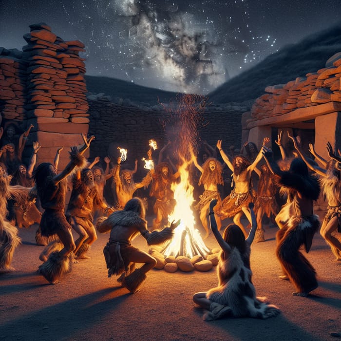 Ancient Hunter Gatherers Dancing Around Fire at Göbeklitepe