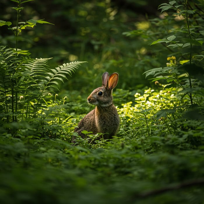 Rabbit in a Forest - Nature's Serenity